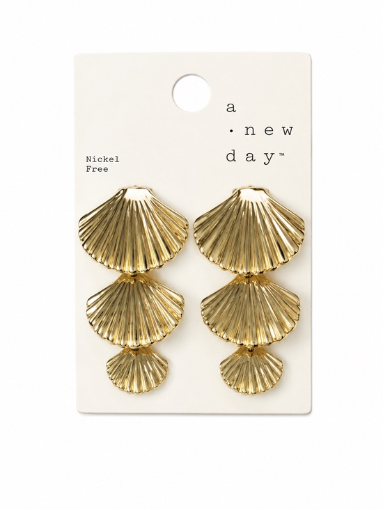 a new day Jewelry - a.new.day Triple Shell Gold Drop Earrings
